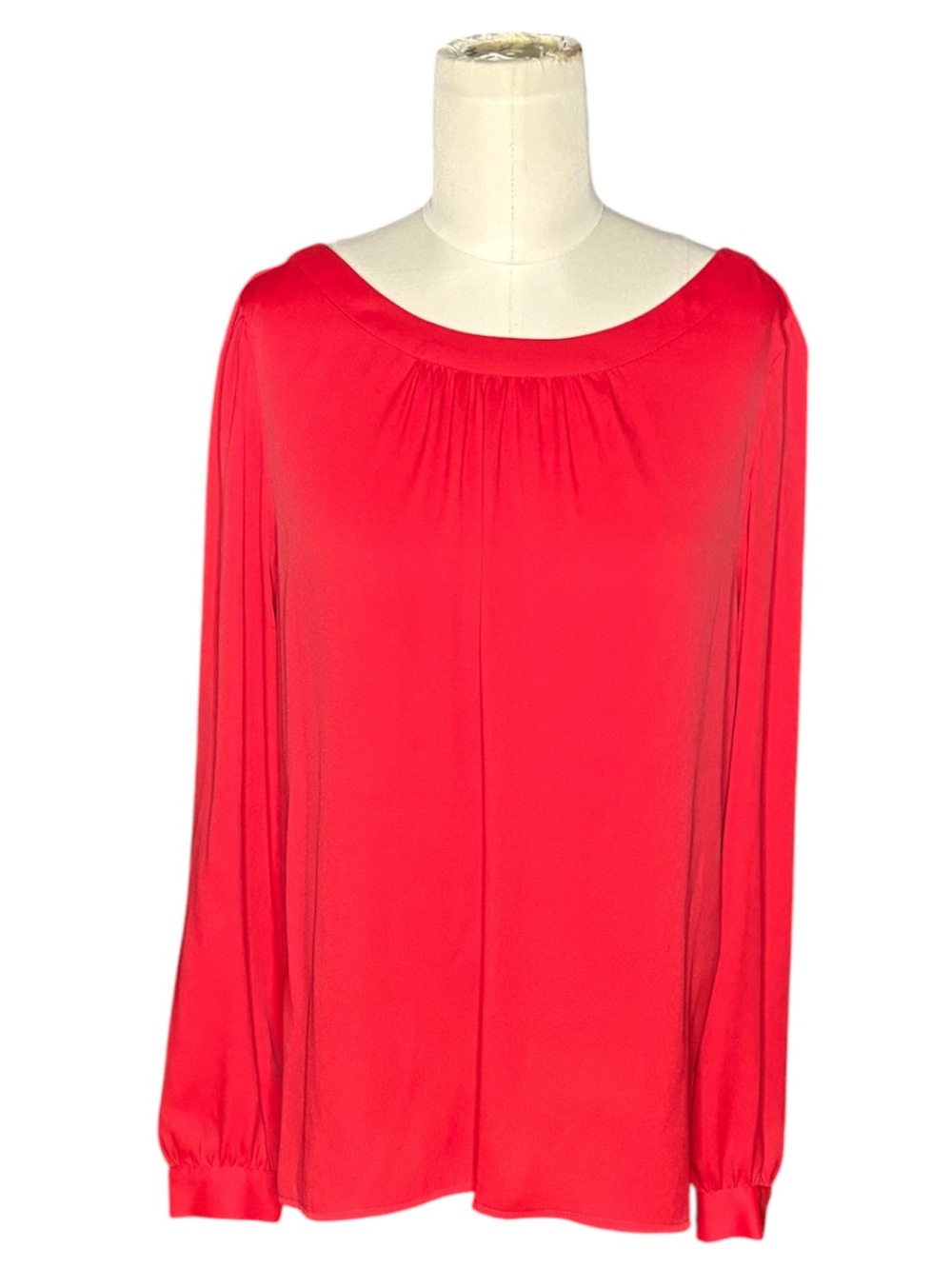 LOFT Red Long Sleeve Tie Back Blouse - Picture 2 of 5